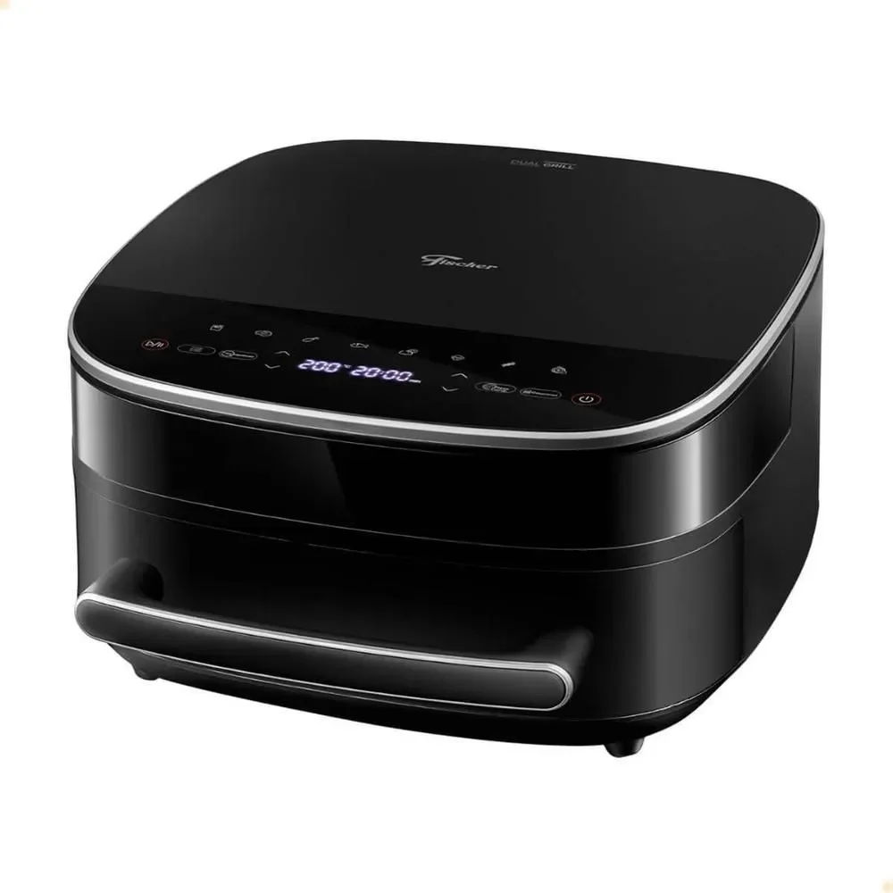 Fritadeira sem Óleo Air Fryer Fischer Dual Grill 6L 2600W Digital com 9 Funções Preto 220V