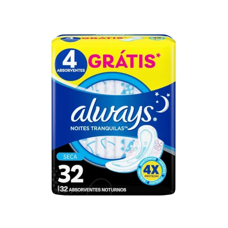 Absorvente Externo Noturno Anatômico Com Abas Seca Proteção Total Alwa