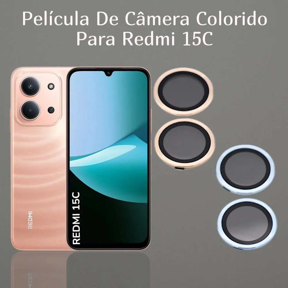 Protetor De Câmera Kit 2x Colorida Lisa Para Redmi 15C