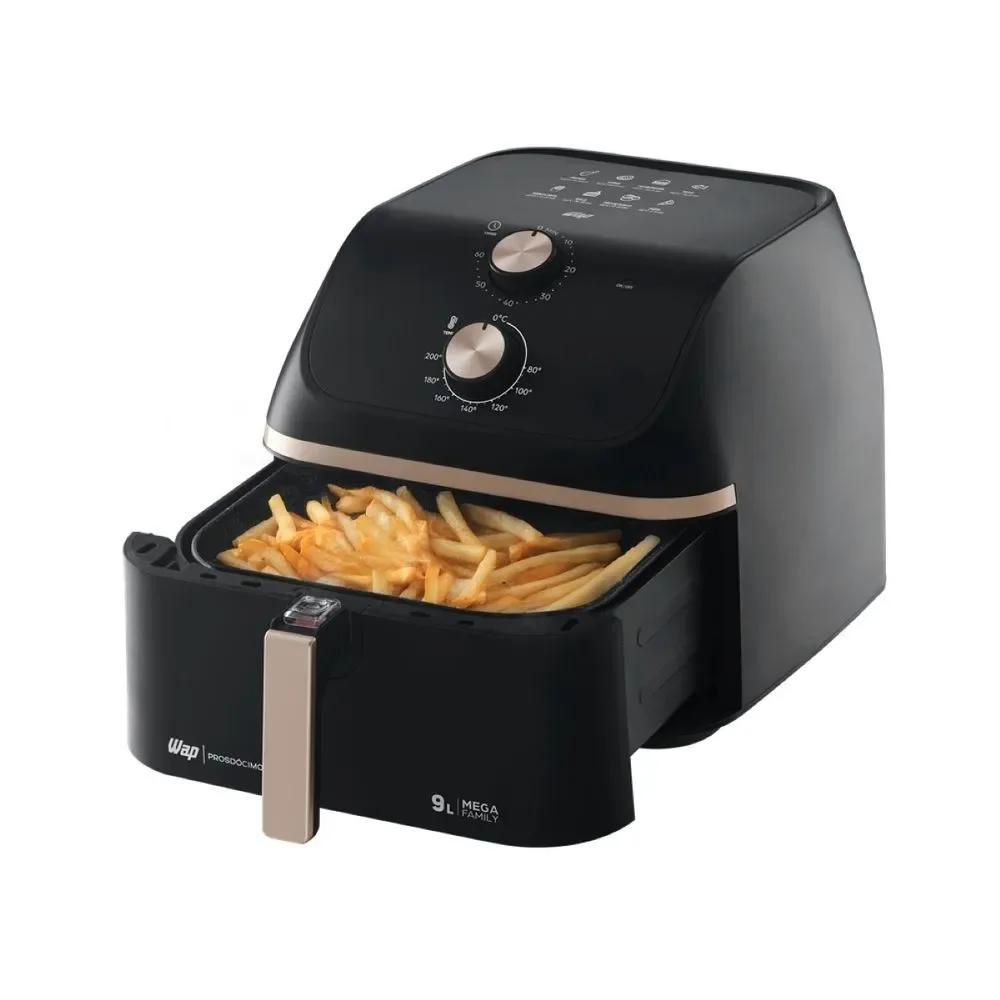 Fritadeira sem Óleo Air Fryer WAP Mega 9l 1900W Antiaderente Preto e Cinza 110V