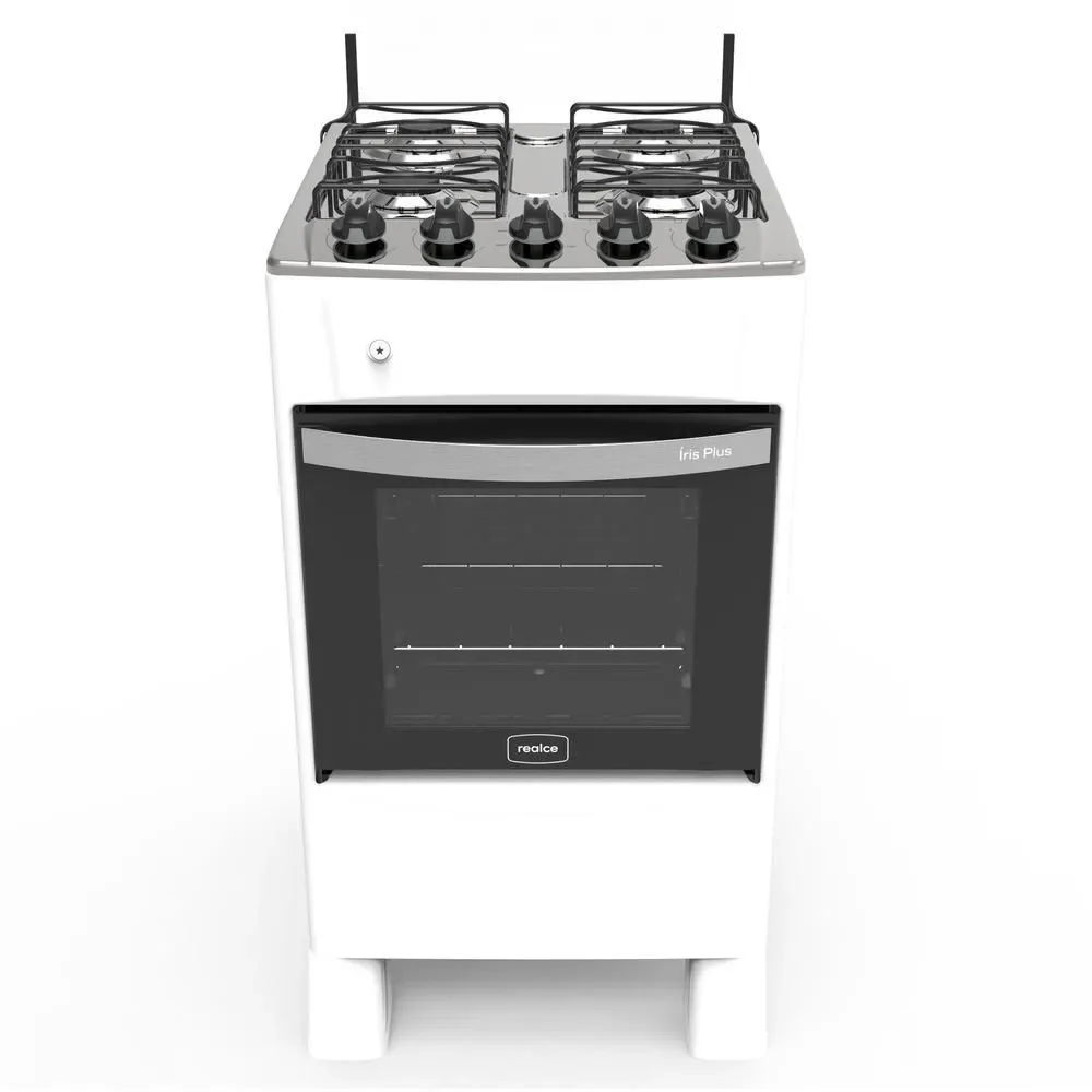 Fogão de Piso a Gás 4 Bocas Glp Realce Eletrodomésticos Cr209 Mesa Inox Acendimento Automático Branco Bivolt