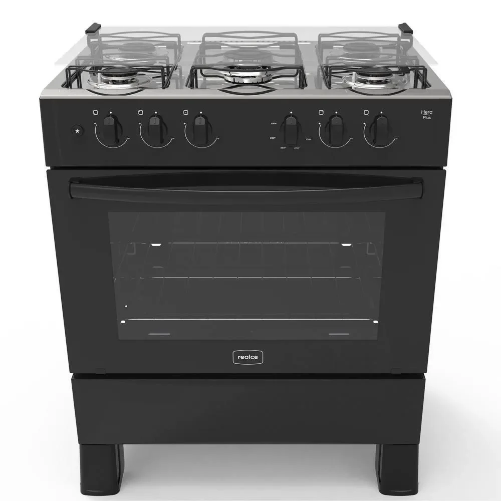 Fogão a Gás de Piso 5 Bocas GLP Realce Eletrodomésticos CR204 Acendimento Automático Preto Bivolt