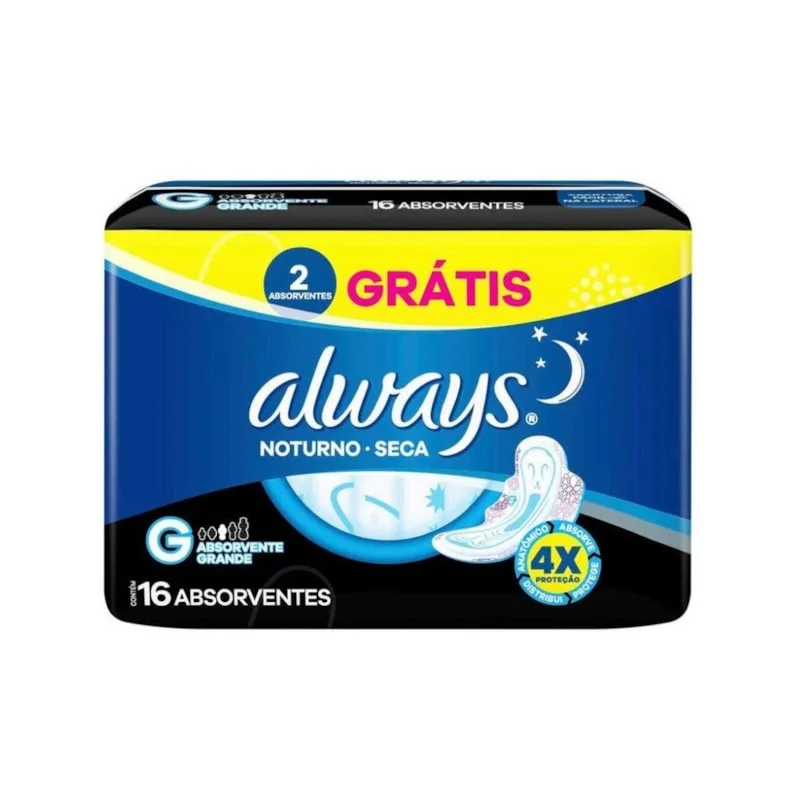 Absorvente Externo Noturno Anatômico Com Abas Seca Proteção Total Alwa