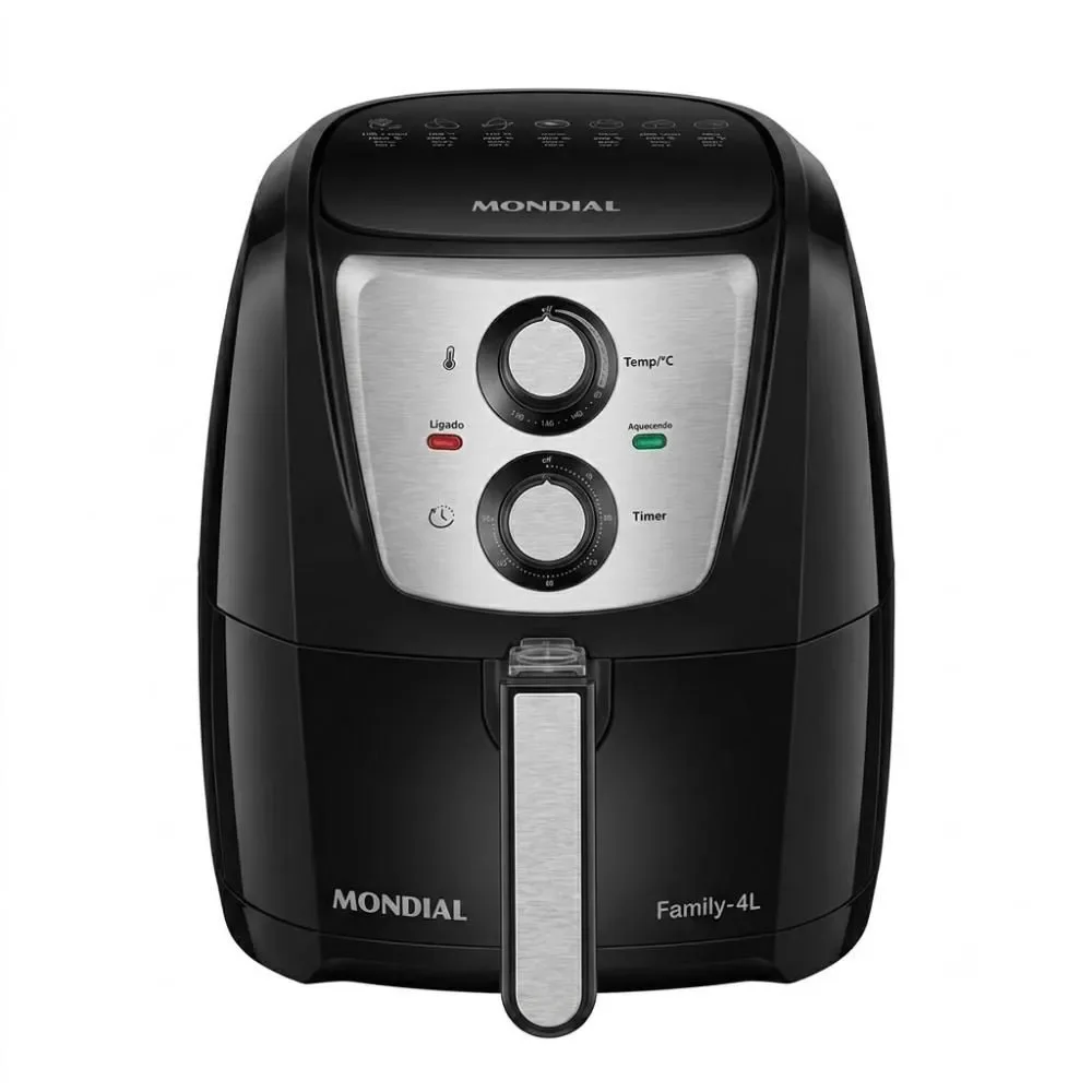 Fritadeira sem Óleo Air Fryer Mondial AFN-40-TBI 4L 1500W Antiaderente Timer Preta 110V