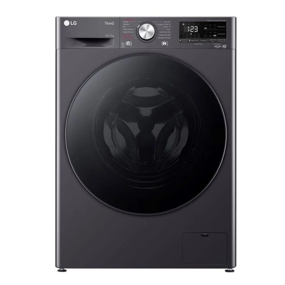 Lava e Seca Front Load LG CV5012MC4 12kg 7kg com Inteligência Artificial AIDD e Vapor Titanium