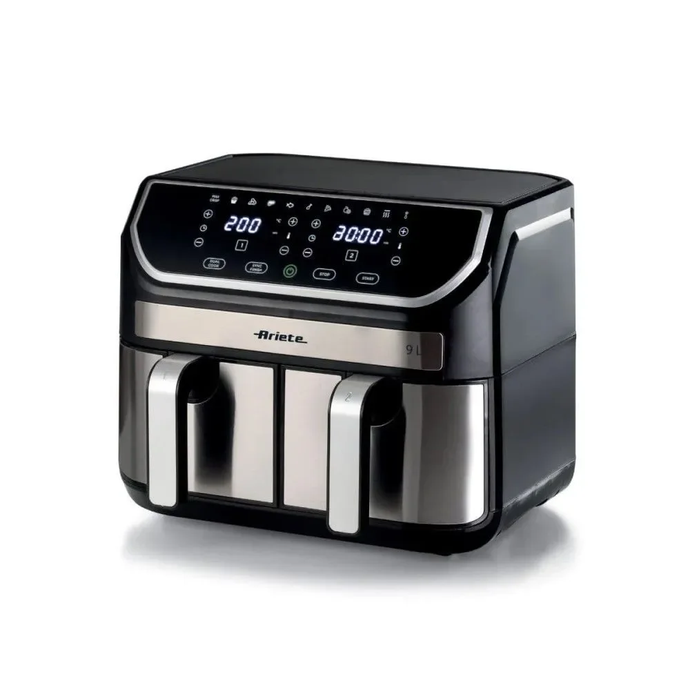 Fritadeira Air Fryer Dupla Ariete 9l 4625 Metal 1700w - Cesto Duplo (4,5l X 2) E Painel Digital 110V