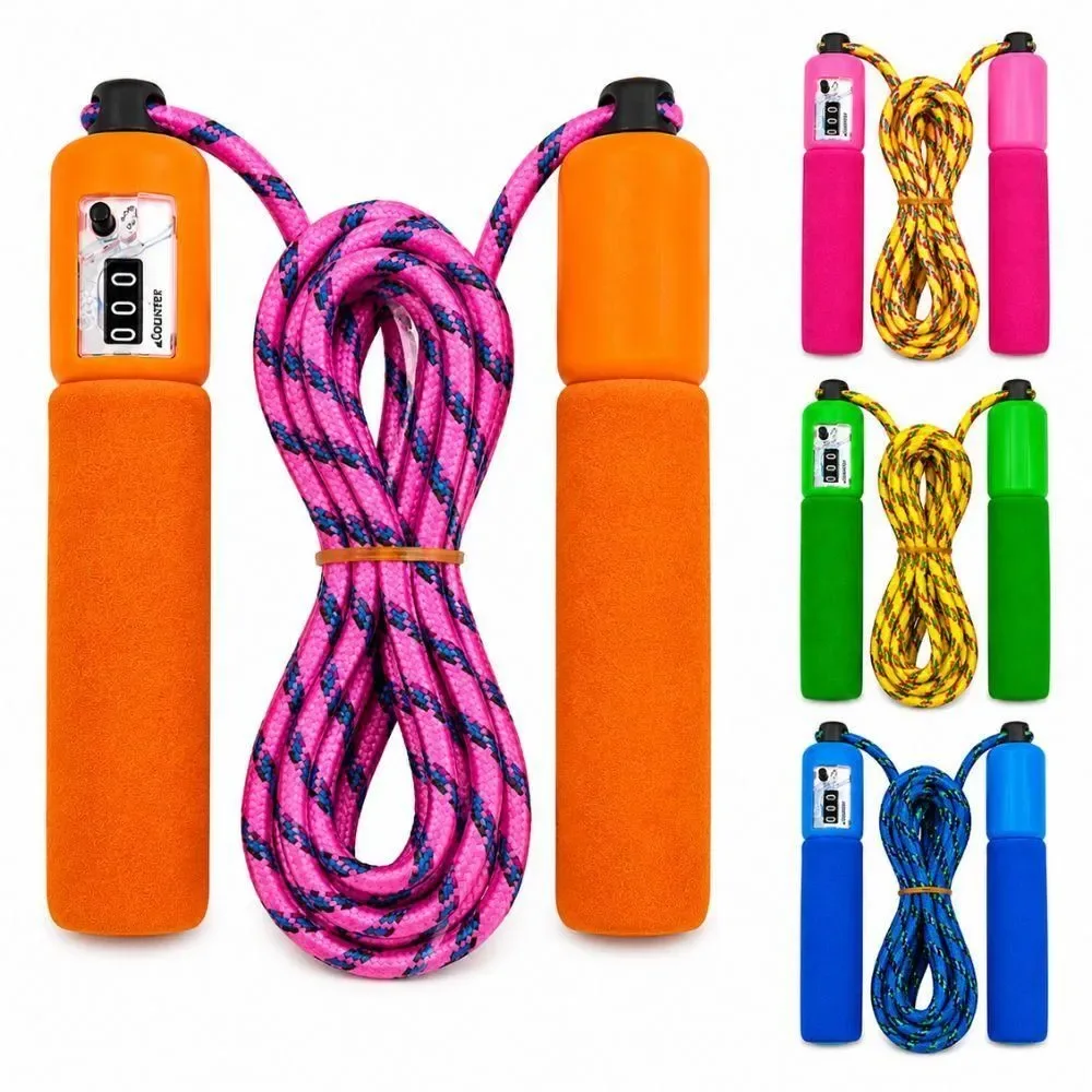 Corda de Pular Cross Conta Giro com Contador Mecânico Antiderrapante Fitness Aeróbico 2,85M Yeet