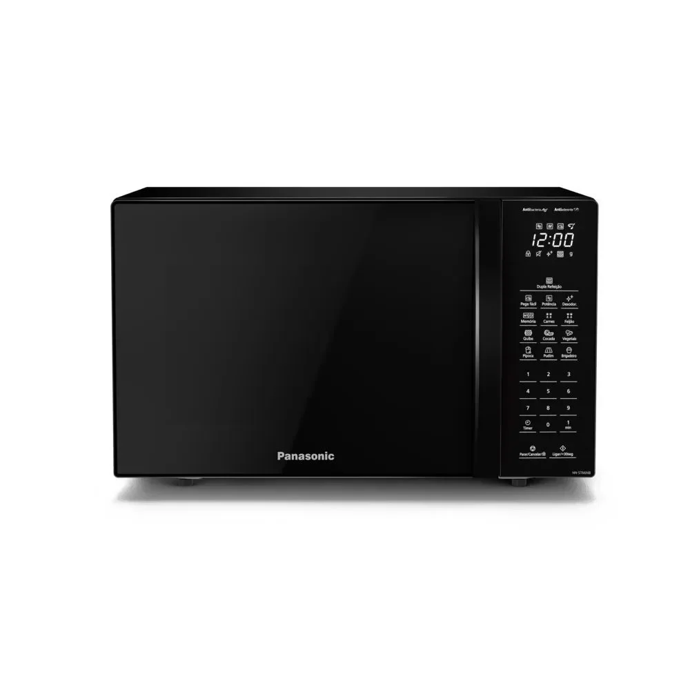 Micro-ondas de Bancada Panasonic NN-ST66NBRU 34L 900W Dupla Refeição Black Glass Preto 110V