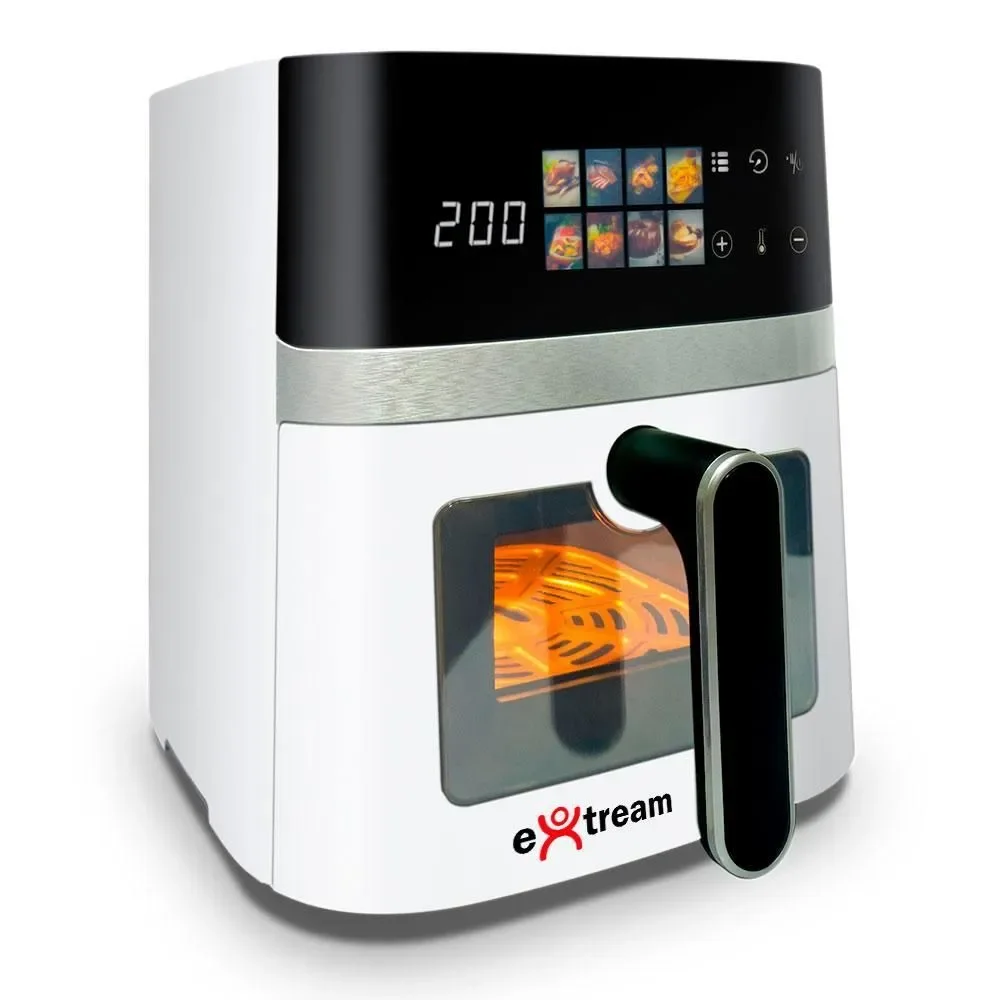 Fritadeira sem Óleo Air Fryer Extream Super Hot 5,5L 1400W Digital com 8 Funções Cesto Removível Antiaderente Branco