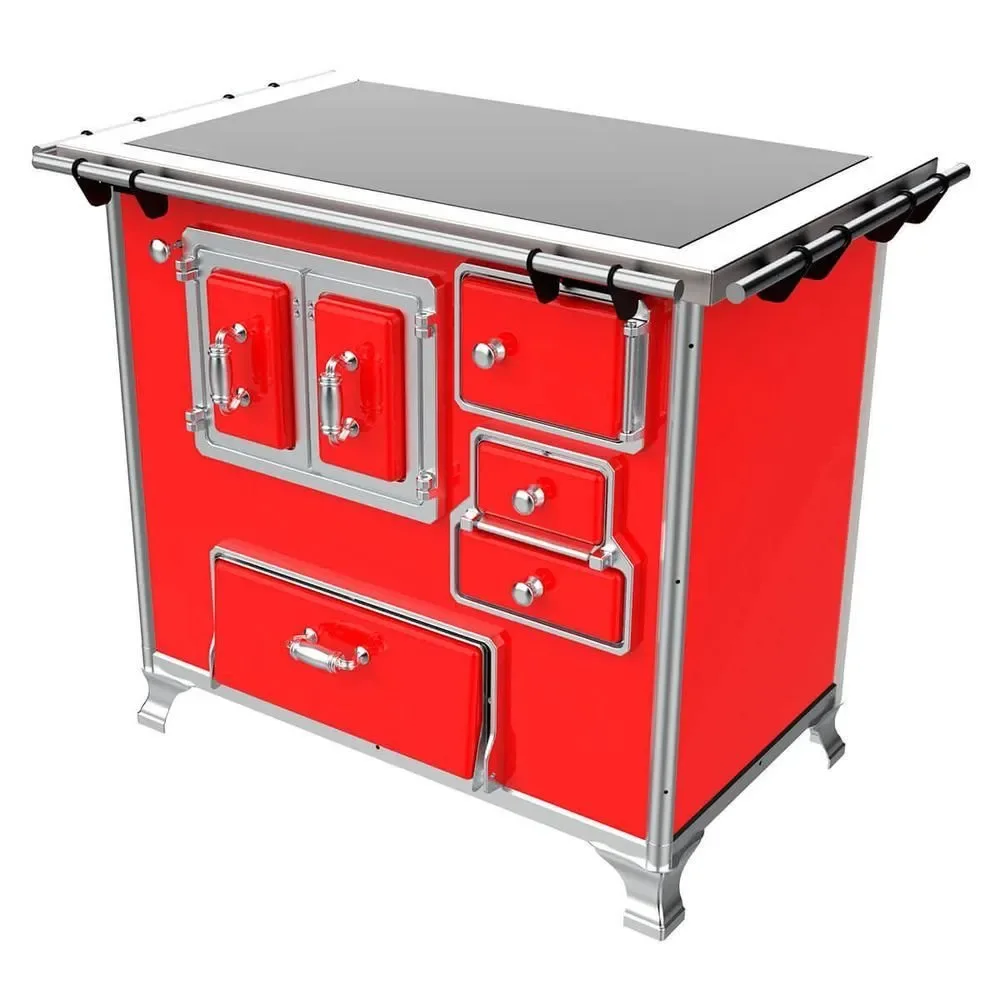 Fogão a Lenha Tradicional 2 Bocas Venâncio Tradicional Nº2 Vitrocerâmico Vidro Temperado Manual Vermelho