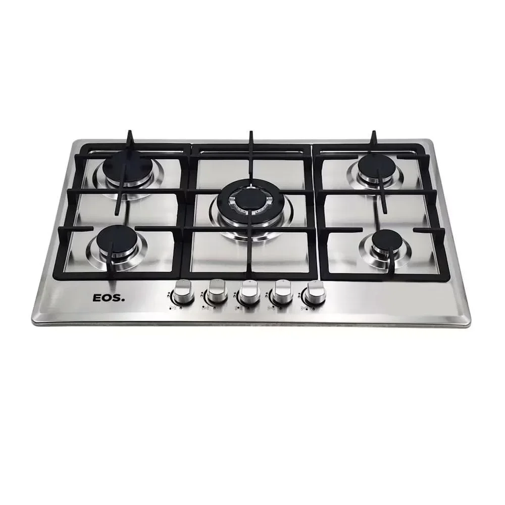 Fogão Cooktop a Gás EOS ECG05 5 Bocas Inox com Trempe em Ferro Fundido e Tripla Chama Bivolt