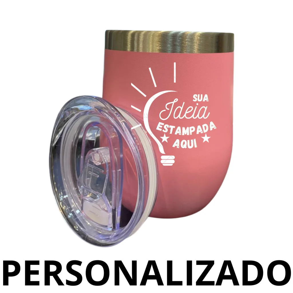 Personalizado - COPO CUIA Térmico Inox com Tampa Antivazamento (360 ml) - Rosa