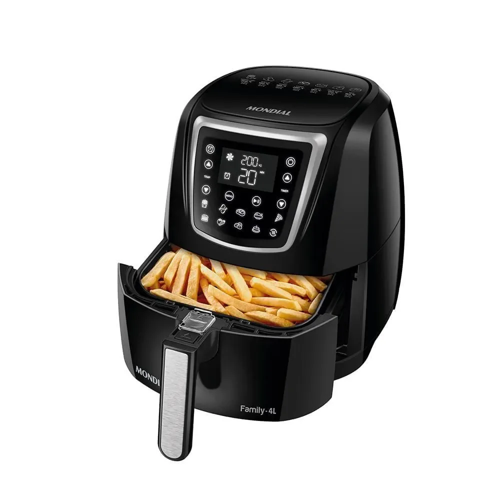 Fritadeira sem Óleo Air Fryer Mondial AFN-40-DI 4L Painel Digital 10 Funções Cesto Quadrado Antiaderente 110V