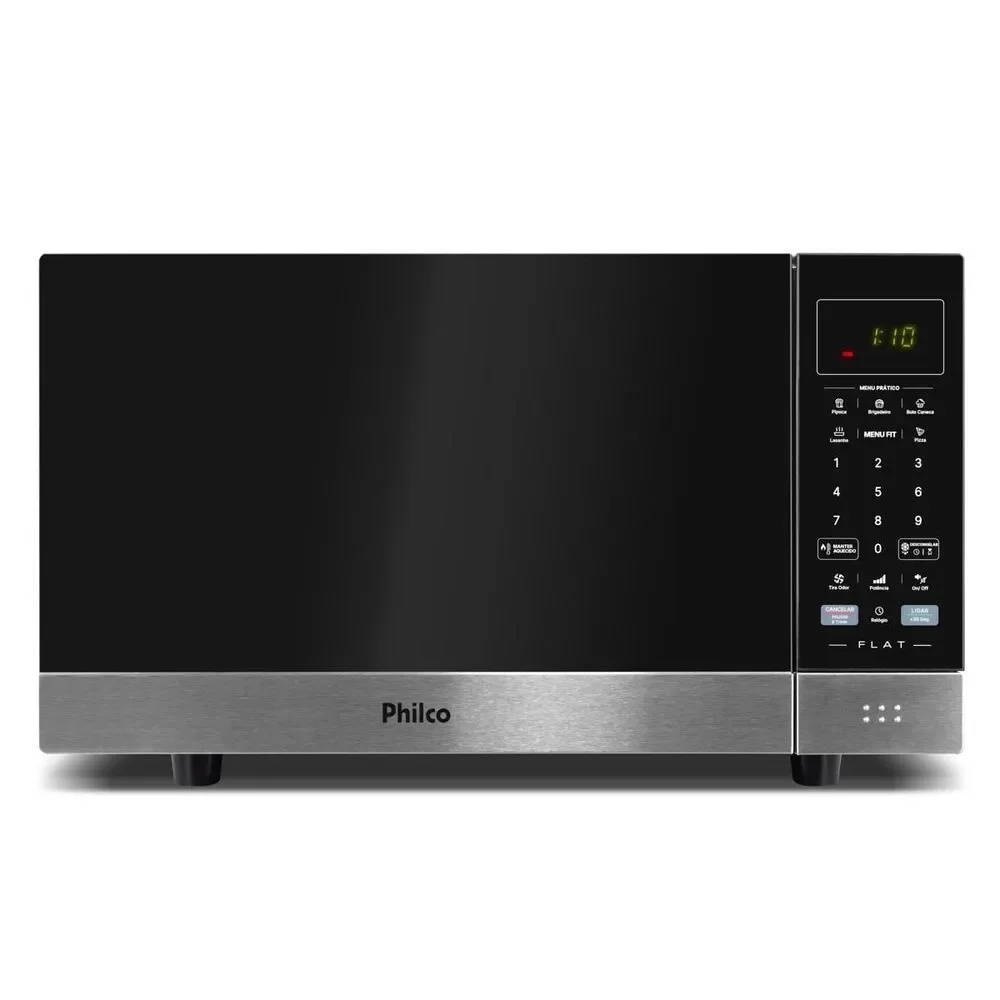Micro-ondas de Bancada Philco PMO30F 28L 1100W Flat Preto Espelhado com Painel Digital 110V