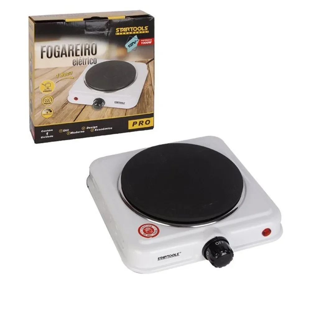 Fogão Elétrico Portátil por Indução 1 Boca 1000W 110V com 5 Níveis de Temperatura Preto Startools