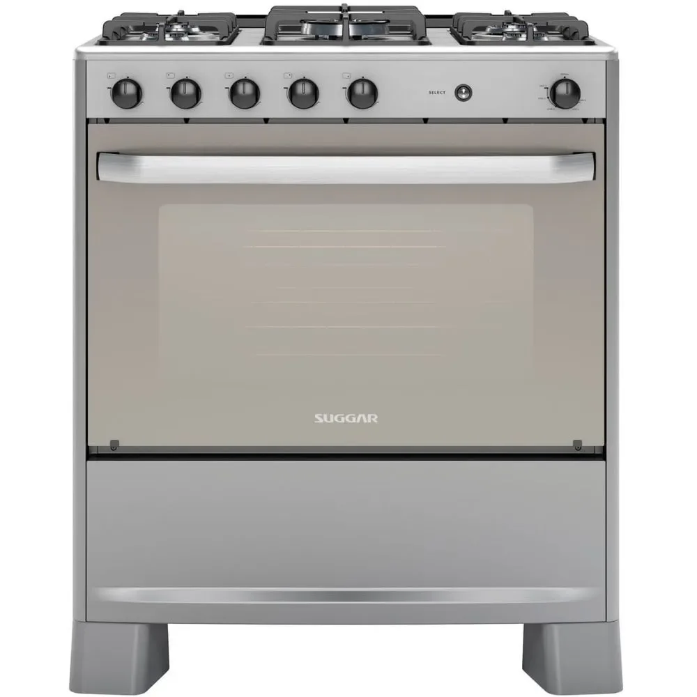 Fogão de Piso 5 Bocas a Gás Suggar FGISL510PRIX Mesa Inox Acendimento Automático Prata Bivolt