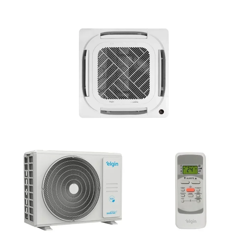 Ar Condicionado Split Cassete 4 Vias Elgin Eco 24000 BTUs Quente e Frio Inverter 220V R32 (KVQE24C2CA)