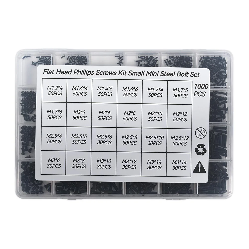 Kit 1000 unidades de Parafusos para Notebook, Celular, Tablet e Eletrônicos