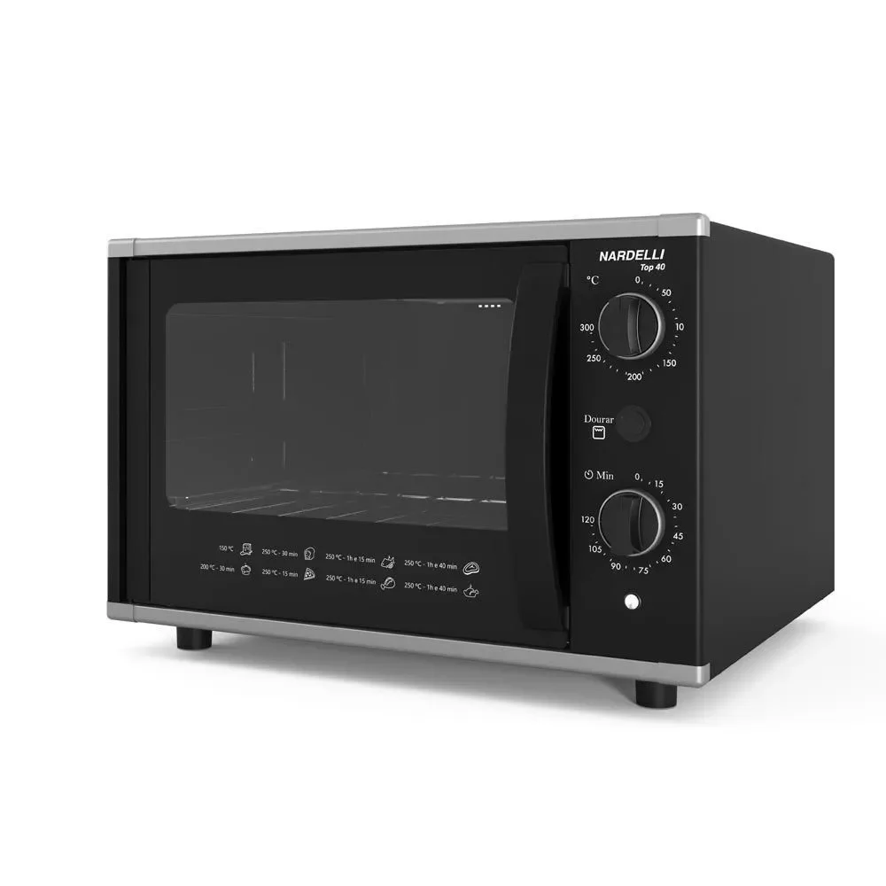 Forno Elétrico de Bancada Nardelli Top 40 Black 40L com Timer Grill Dourador Easy Clean Preto 220V