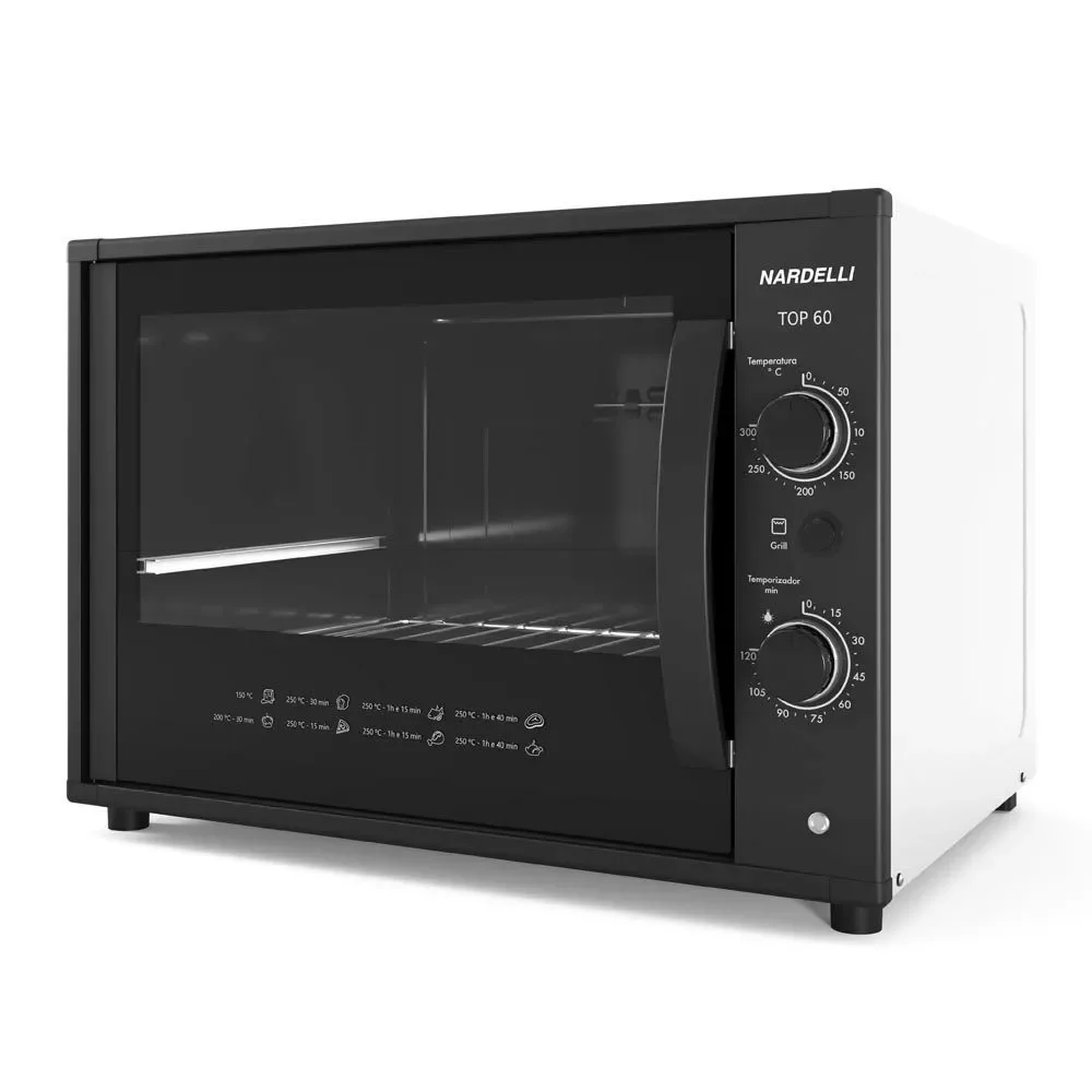 Forno Elétrico de Bancada Nardelli Top 60 60L 1750W Timer Luz Interna Easy Clean Branco