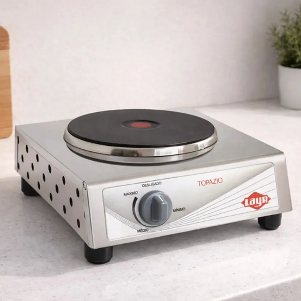 Fogão Elétrico Topázio 2.0 Layr Aço Inoxidável Painel Digital Touch Termostato Inox 220V