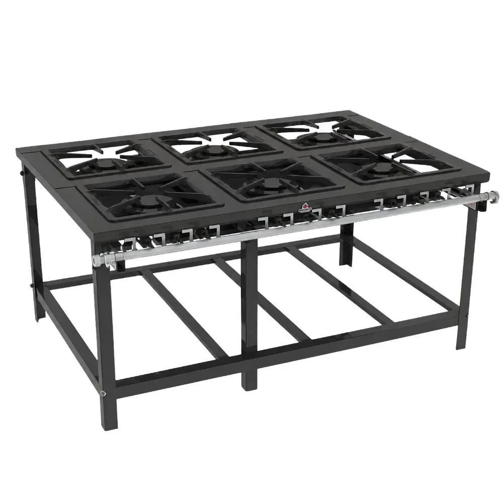 Fogão Industrial de Encosto Piso 6 Bocas Gás Progás PMD-600 Aço Carbono Preto