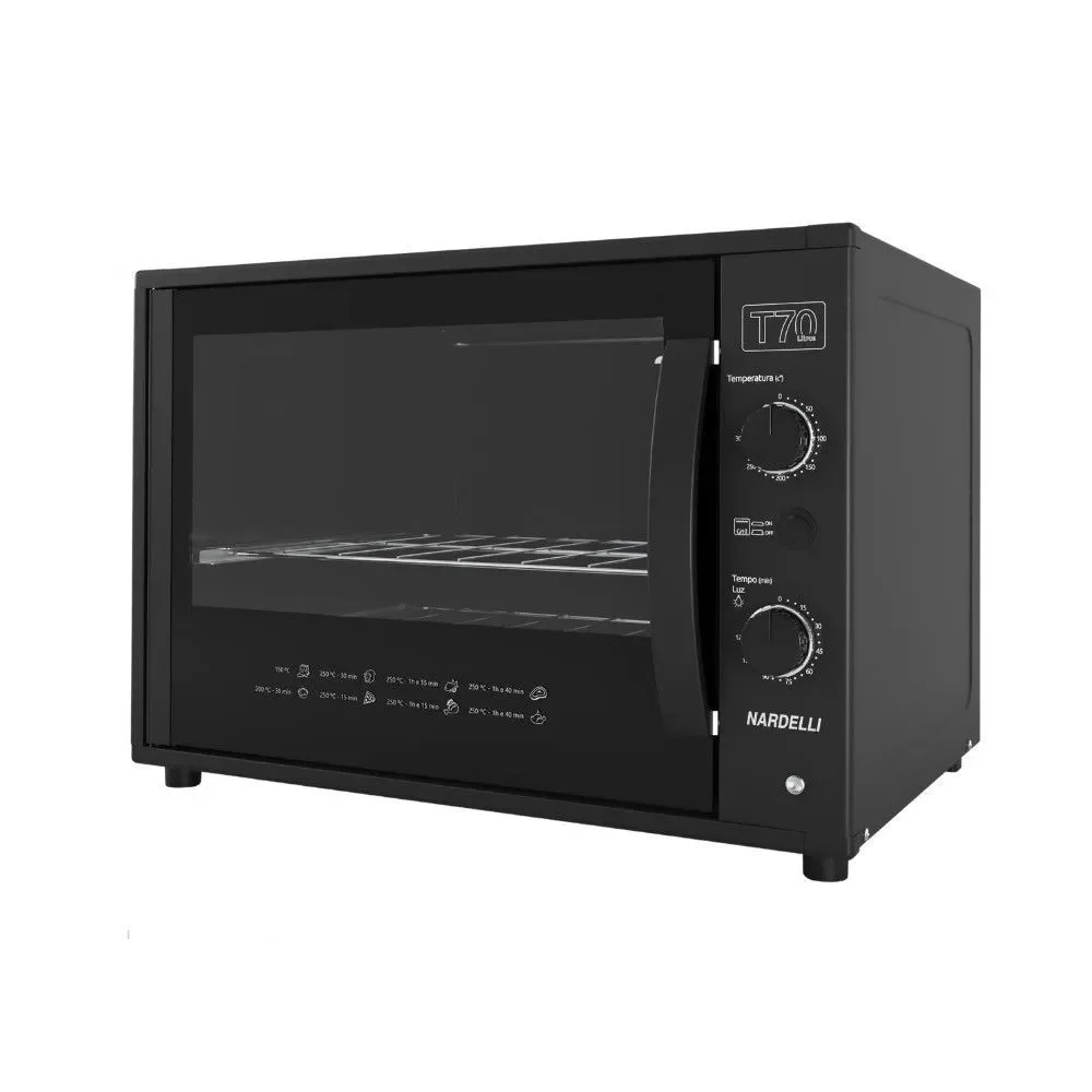Forno Elétrico de Bancada Nardelli Top 70 70L 1750W com Timer e Grill Preto 220V