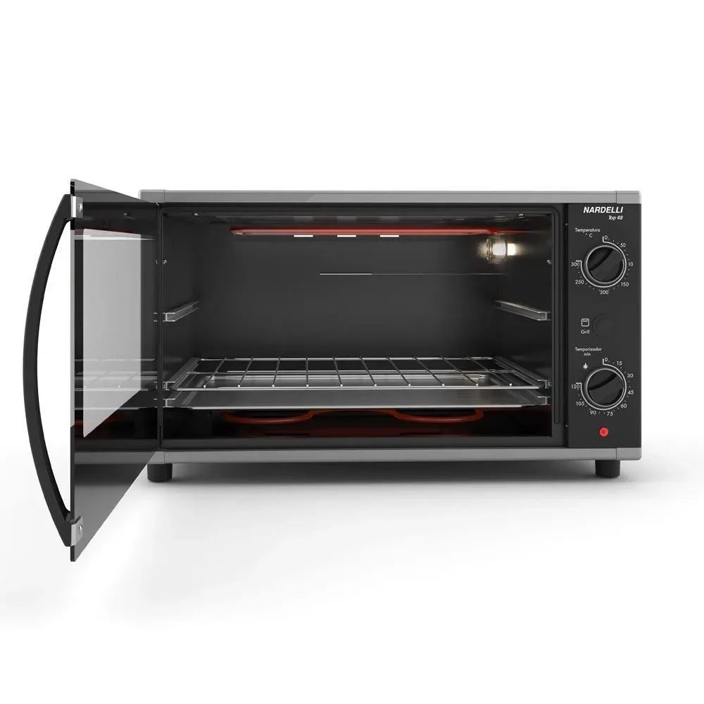 Forno Elétrico de Bancada Nardelli Top 48 Black 48L 1750W com Timer Grill Luz Interna Preto 110V