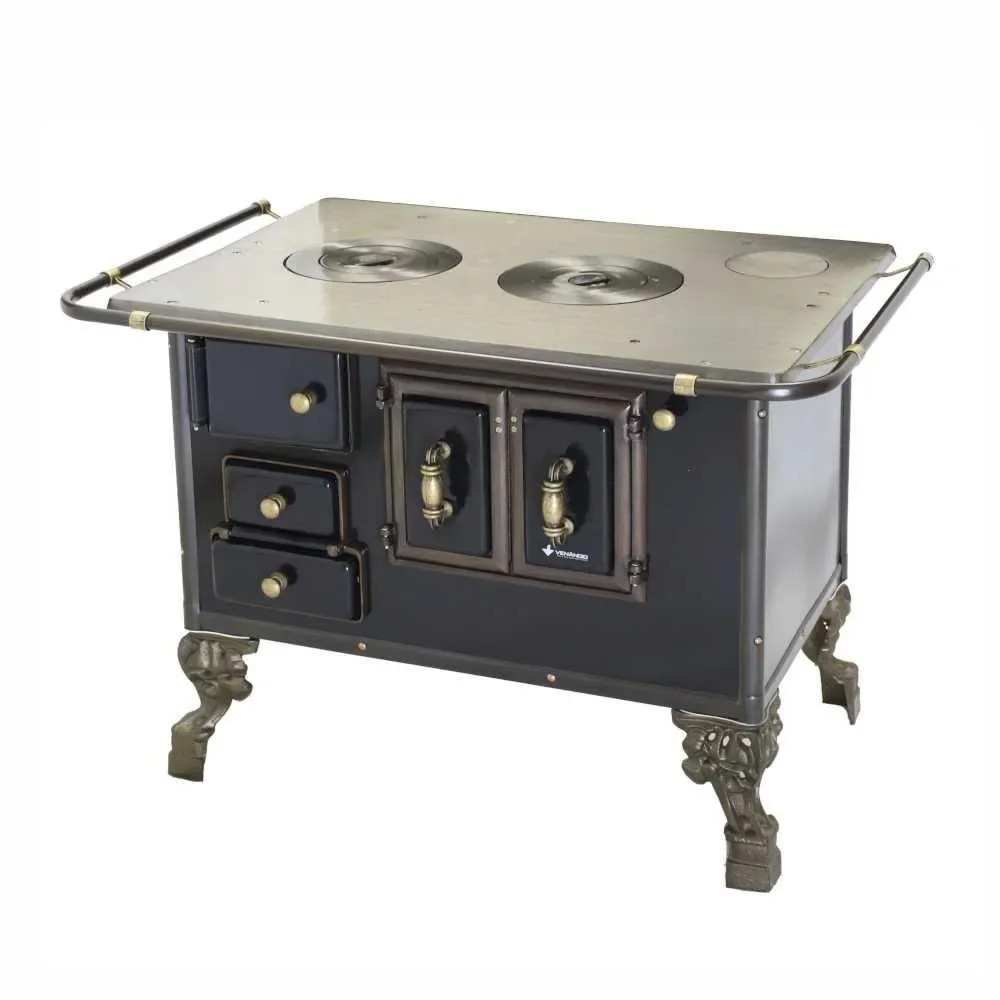 Fogão a Lenha Preto Venâncio Barroco N° 03 3BDPR com Forno Esmaltado Saída Direita