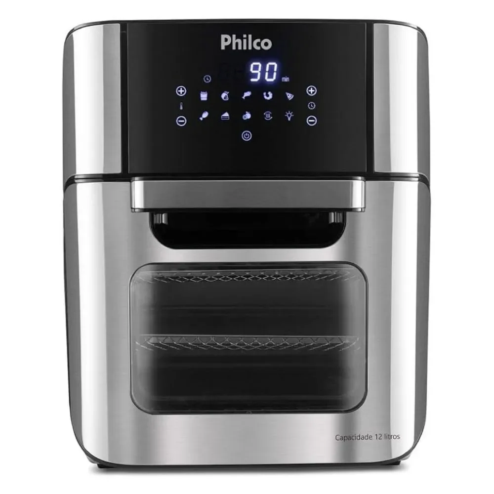 Air Fryer sem Óleo Britânia Philco Oven 12L 1800W Digital com Timer e 12 Funções Preto 110V