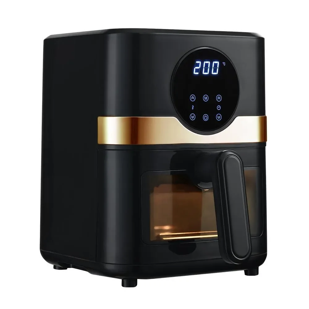 Fritadeira Elétrica sem Óleo Digital Extream 4,3L 1400W 8 Funções Cesto Removível Antiaderente Dourada e Preta 220V