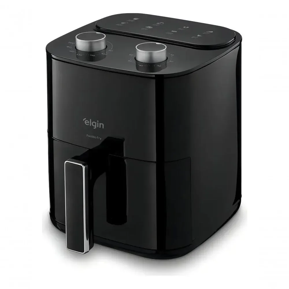 Fritadeira sem Óleo Air Fryer Elgin Facilita Fry 3,5L 1400W com Timer Digital e Grelha Removível Preto 110V