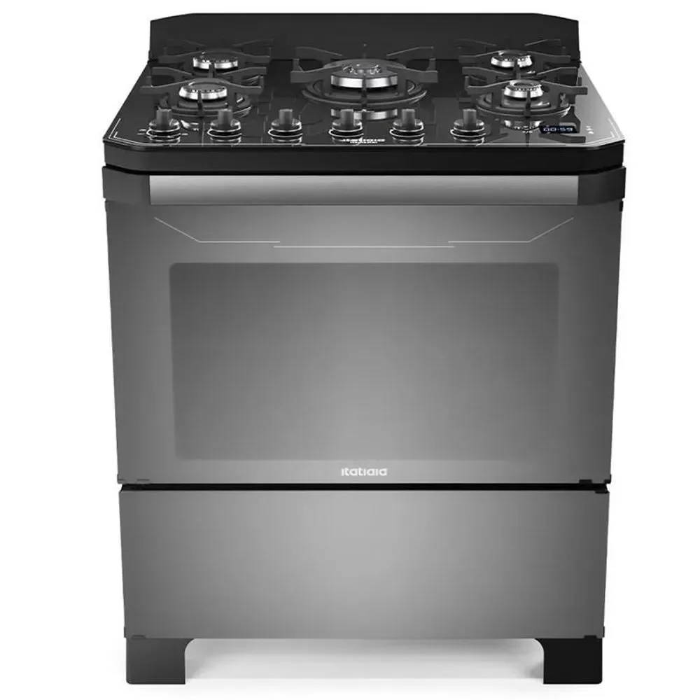 Fogão de Piso 5 Bocas Itatiaia Itamaster Ferro Fundido Acendimento Automático Prata Bivolt