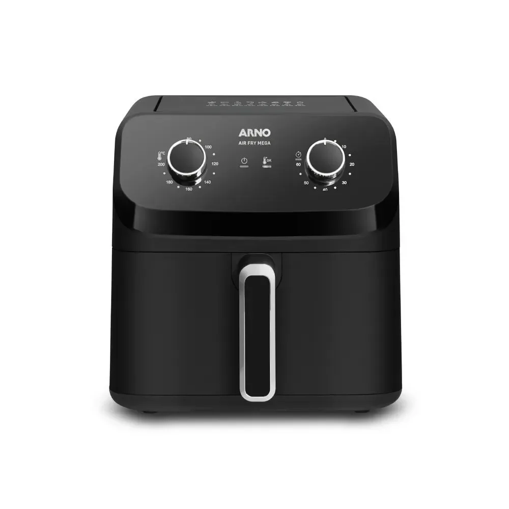 Fritadeira Air Fryer Arno AFM7 7,5L 1700W Antiaderente com Timer 60 Minutos Cesto Removível Preto 110V