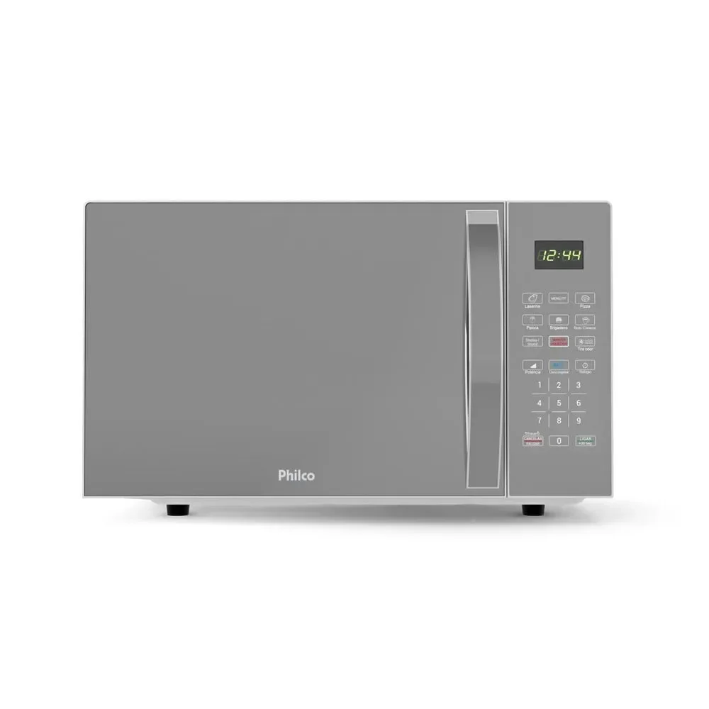 Micro-ondas de Bancada Philco PMO30S 28L 1400W com Descongelar Pintura Limpa Fácil Tira Odor Prata