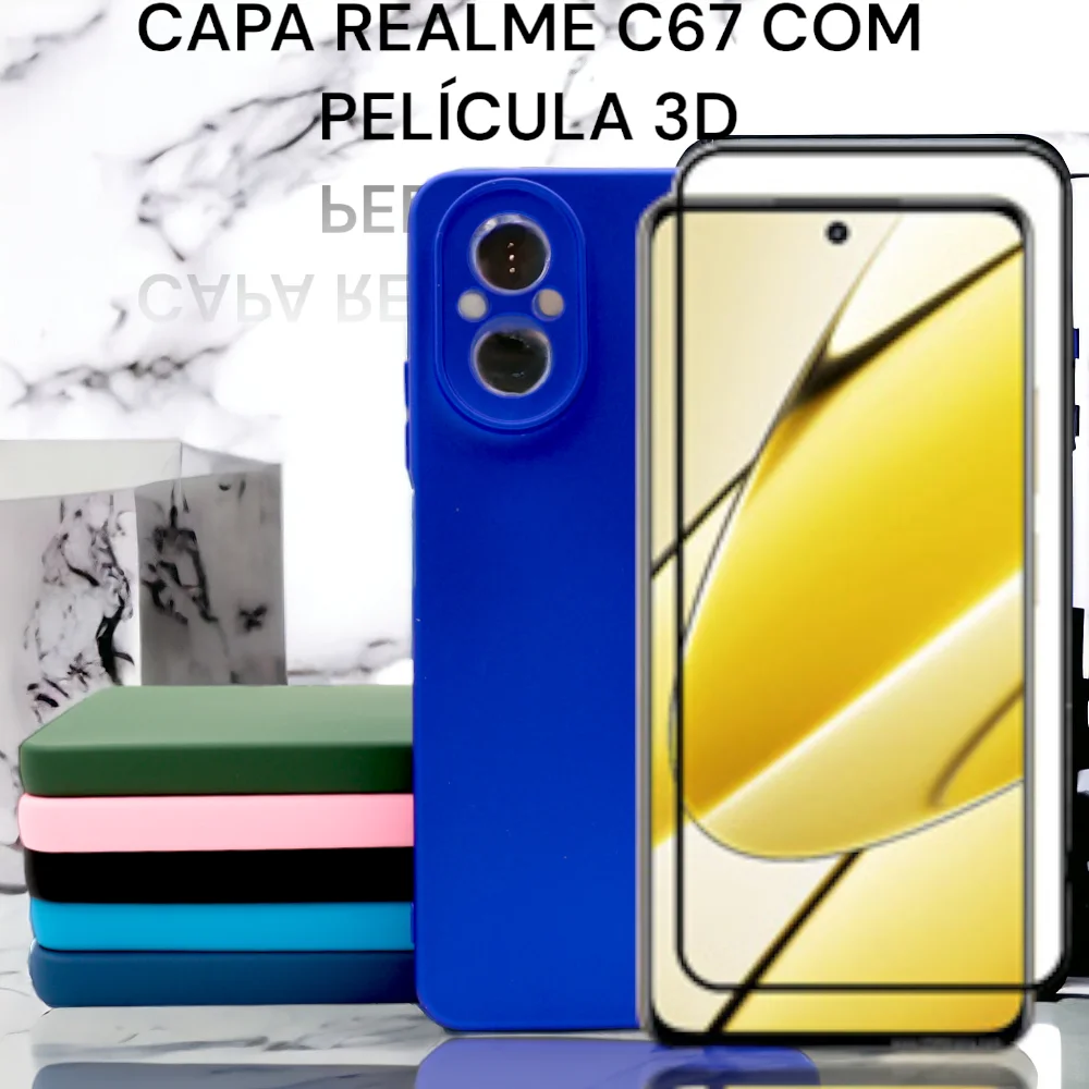 Capa Silicone Aludada Realm C67 Com Película 3D