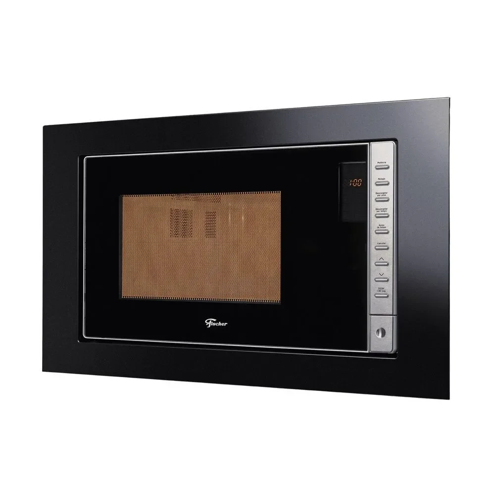 Micro-ondas de Embutir Fischer Fit Line 25L com Moldura Descongelamento Automenu e Trava Preto 220V