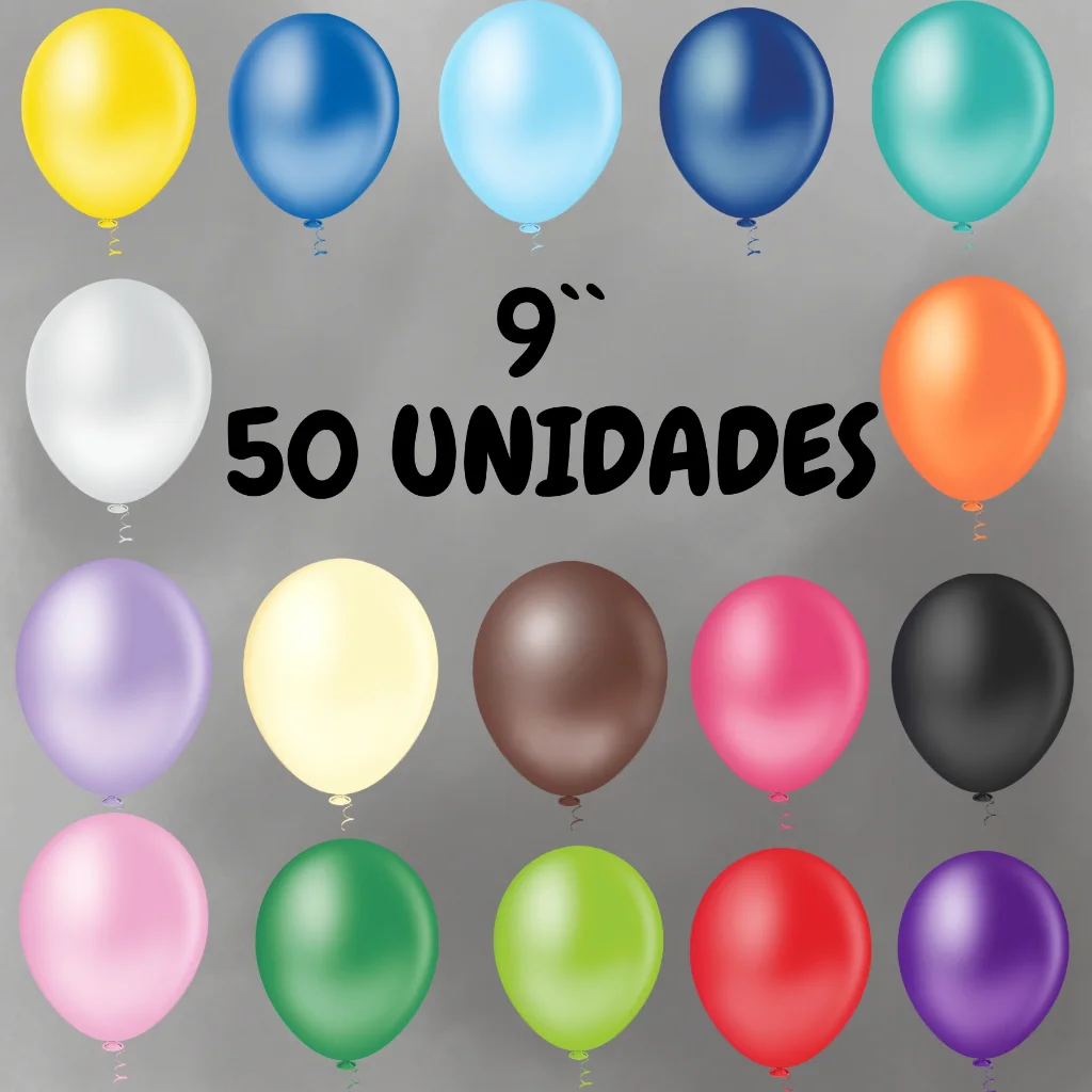 Balão PIC PIC Bexiga Bola Festa Látex 9″ Polegadas Redondo Granfesta – Pacote com 50 Unidades