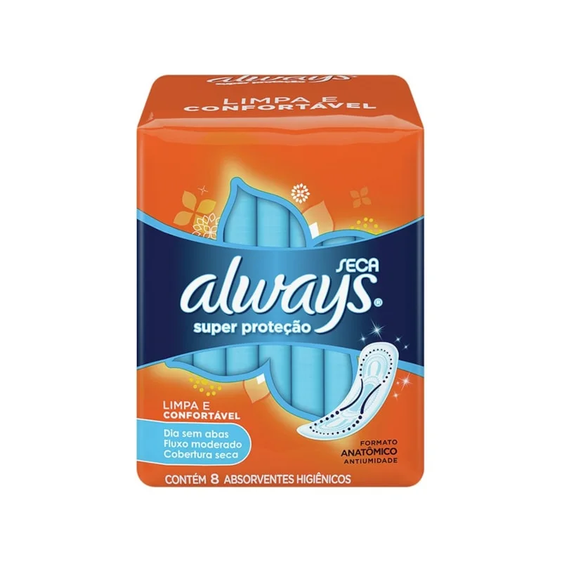 Absorvente Externo Super Proteção Seca Sem Abas Anatômico Moderado Alw