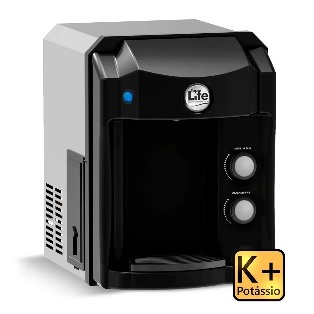 Purificador de Água de Bancada Top Life He Oxi K+ Tripla Filtragem Natural e Gelada Preto 220V