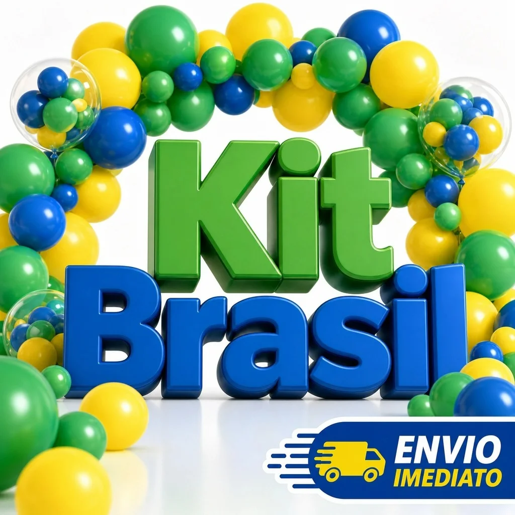 Kit Brasil Verde Amarelo Azul Pacote 50 Unidades Decoração Festa Copa Látex Premium