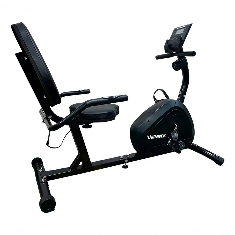 Bicicleta Ergométrica Horizontal Winnek Fitness Winnek Magnética 8 Níveis Monitor Digital 120KG Uso Doméstico