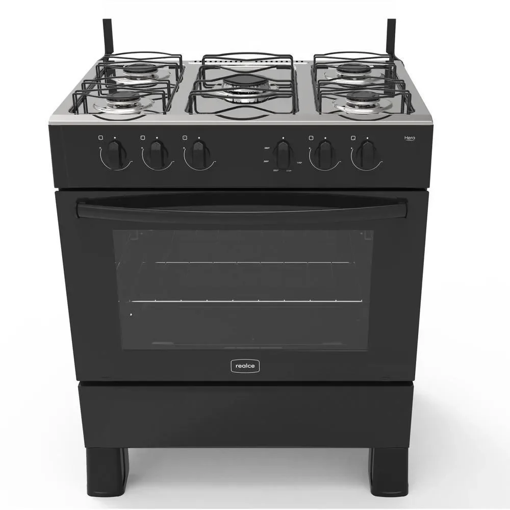 Fogão a Gás de Piso 5 Bocas Realce Eletrodomésticos CR202 Forno Cleartec Acendimento Manual Preto Bivolt