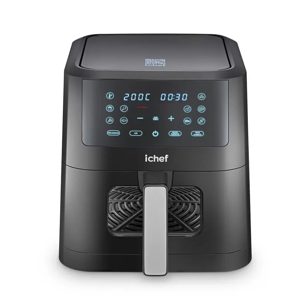 Fritadeira Elétrica Air Fryer Ichef Smart Vision 6L Digital com Timer e Painel Touch Preto 220V