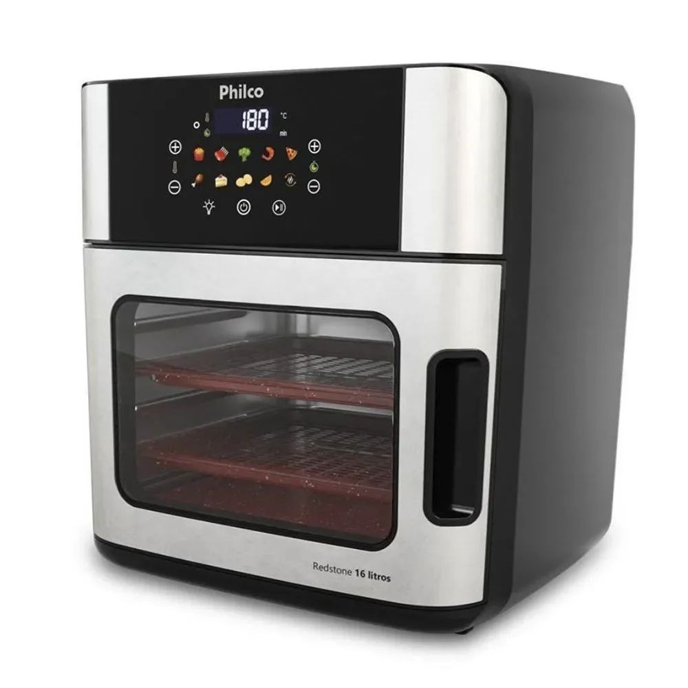 Air Fryer sem Óleo Philco PAF16A 16L 4 em 1 Painel Digital Preto Inox 10 Funções 220V