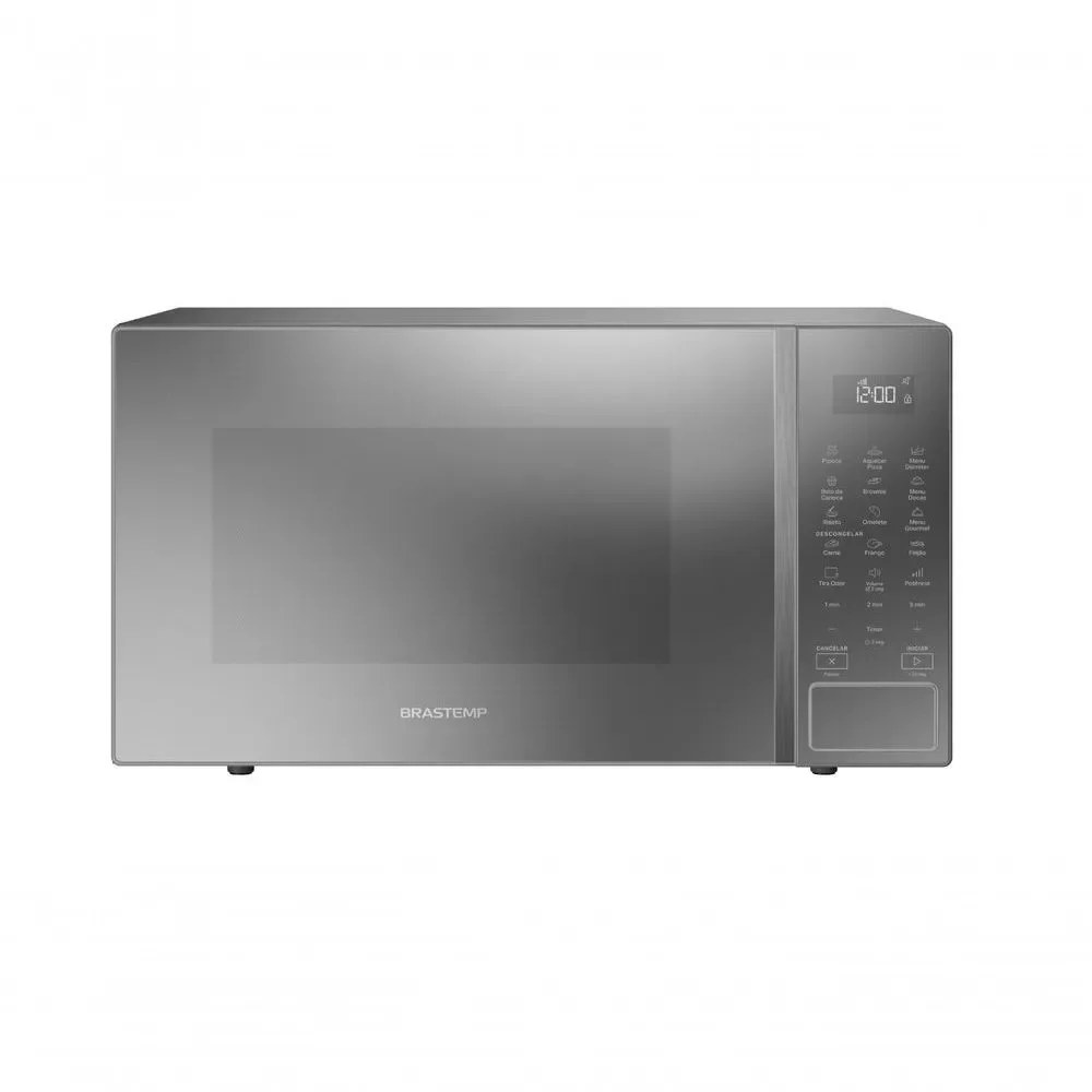 Micro-ondas de Bancada Brastemp BMS46AR 32L Cinza Espelhado com Menu Gourmet e Painel Digital LED 110V