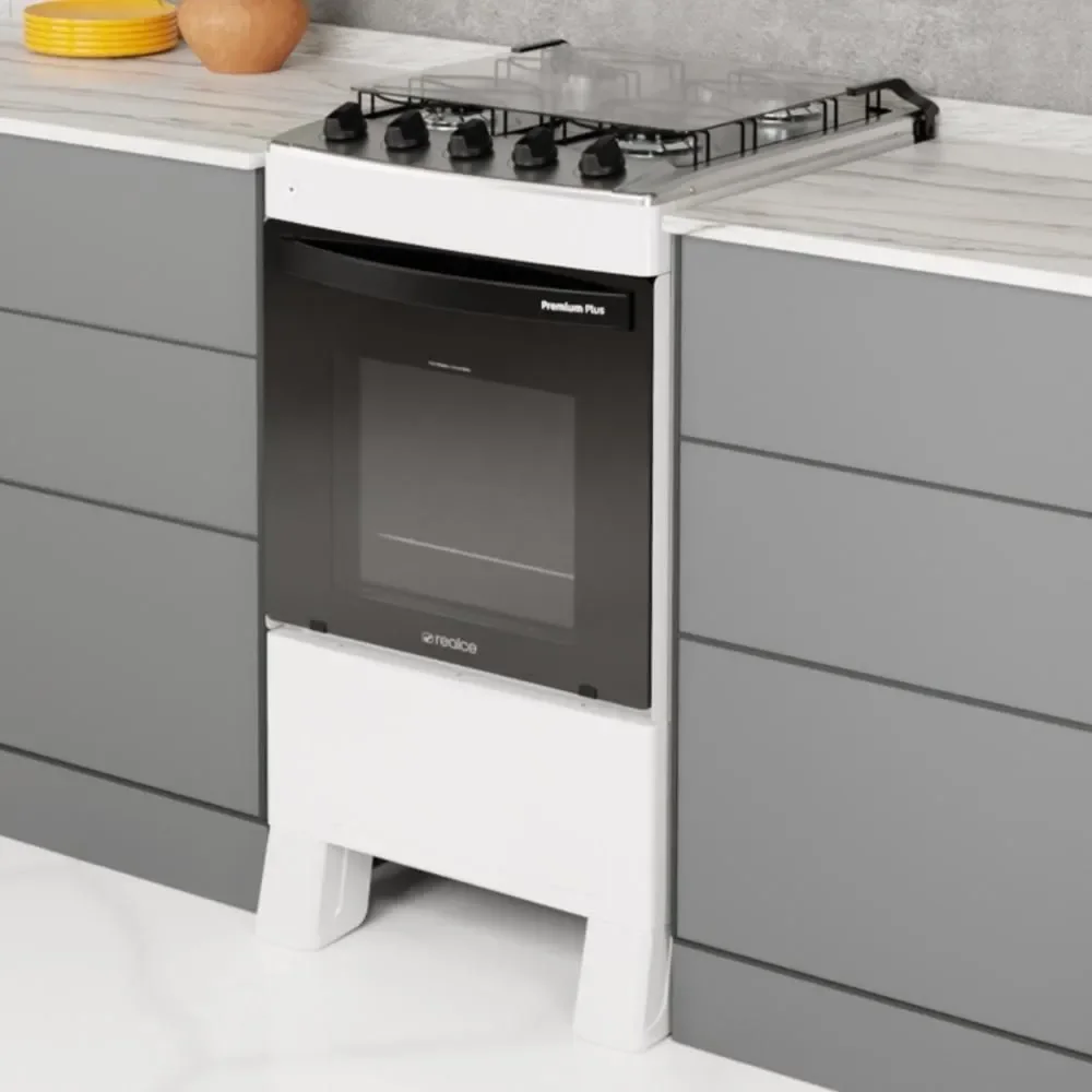 Fogão de Piso 4 Bocas a Gás Multimóveis CR227 Mesa Inox Acendimento Automático Branco Bivolt