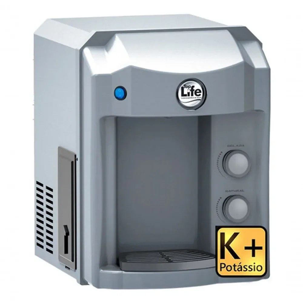 Purificador de Água de Bancada Top Life He Oxi K+ Alcalina Ozonizada Natural e Gelada Prata 110V