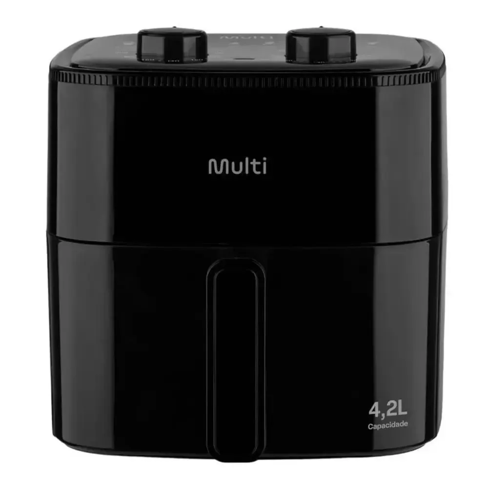 Fritadeira sem Óleo Air Fryer Multilaser GO252 4,2L 1350W Digital com Timer e Funções Assar Fritar Tostar Gratinar Preto