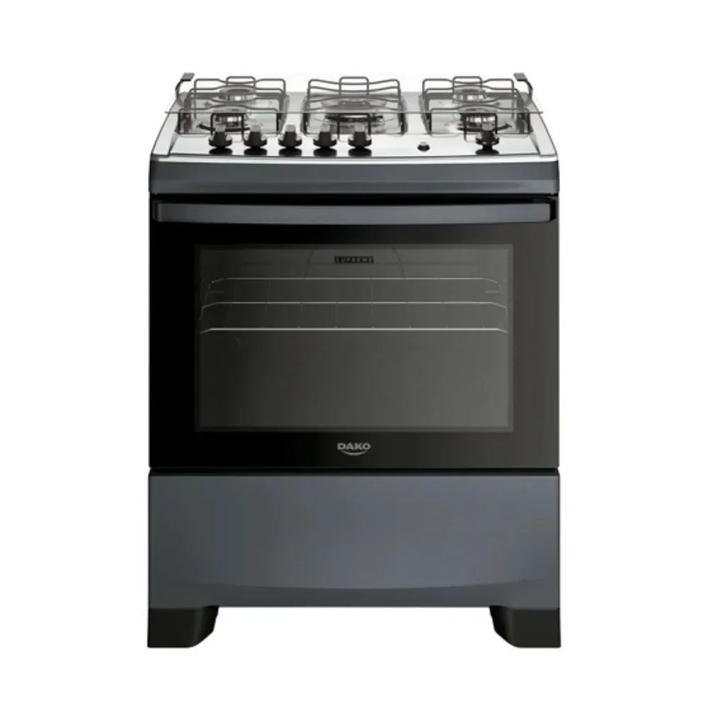 Fogão de Piso a Gás 5 Bocas Dako Supreme Mesa Inox Titanium Forno 100L Bivolt